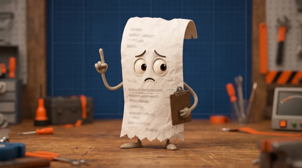 Bill — an anthropomorphic white receipt with a nervous expression